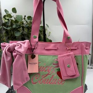 NEW Juicy Couture Retro Strawberry Daydreamer Tote Retro Green